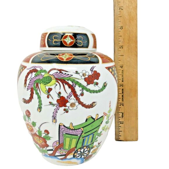 Hand Painted Imari Ginger Jar Colorful w/Gold Trim VTG Japan Porcelain Elegant - Picture 6 of 12